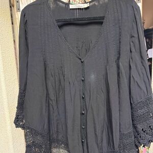 Black Button-Down Women's Top